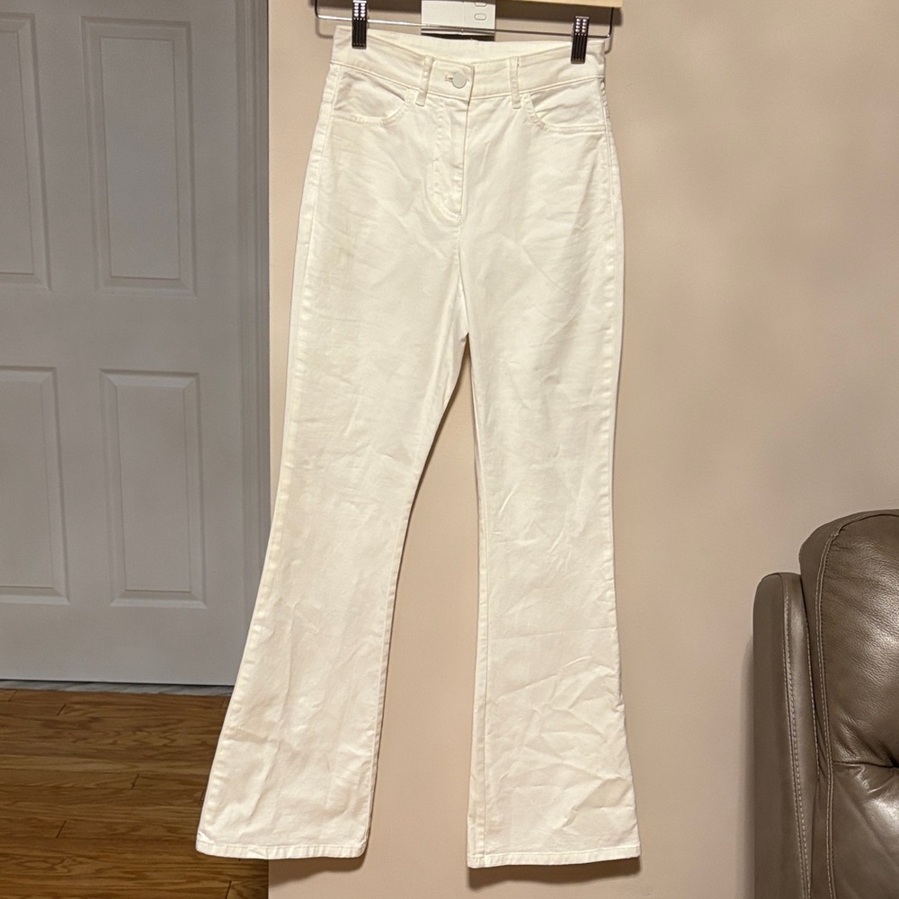 Babaton White Denim flare Pants Jilly